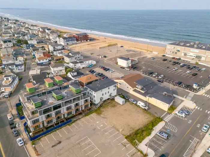 Aerial view of the building. The condo is a very short walk from Salisbury center and beach!