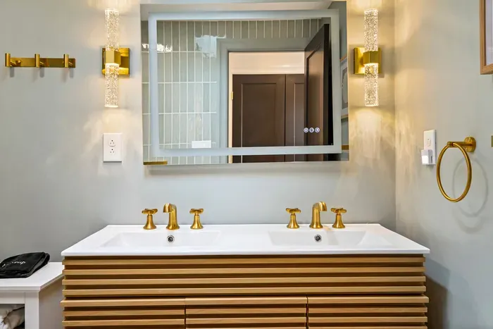 Beautiful master bedroom ensuite bathroom with standing tile shower. Shower also has a steam setting.
