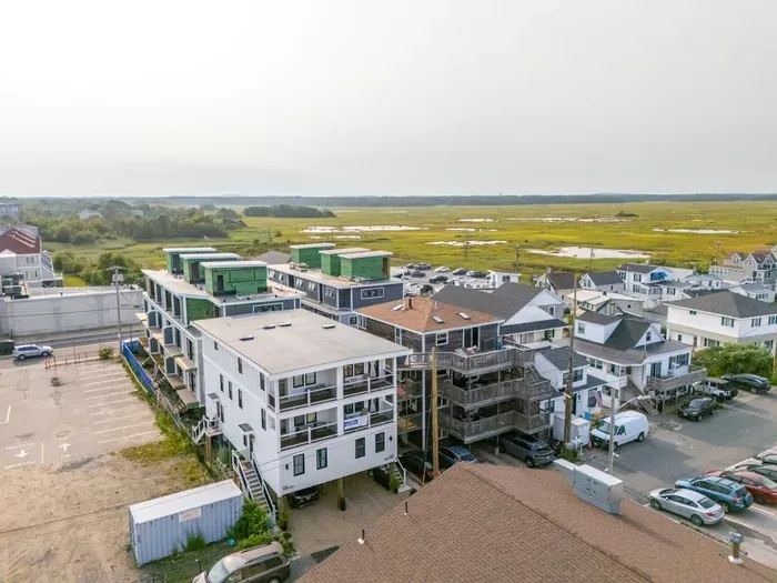 Aerial view of the building. The condo is a very short walk from Salisbury center and beach!
