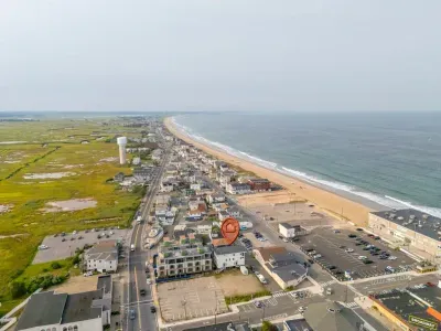 Aerial view of the building. The condo is a very short walk from Salisbury center and beach!