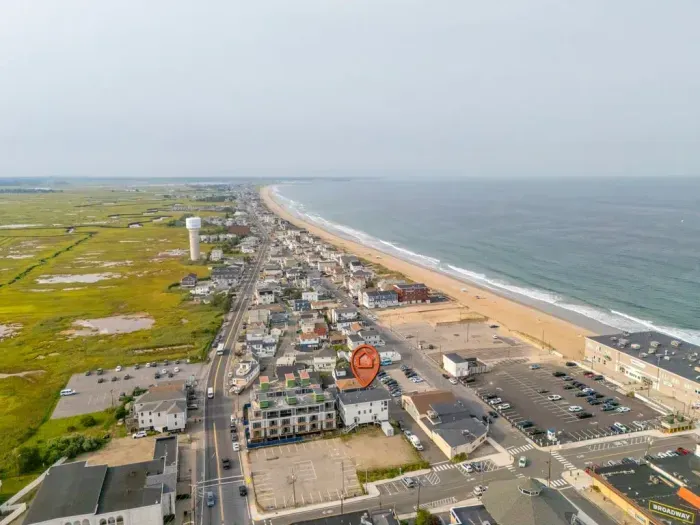 Aerial view of the building. The condo is a very short walk from Salisbury center and beach!