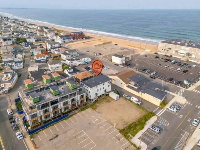 Aerial view of the building. The condo is a very short walk from Salisbury center and beach!