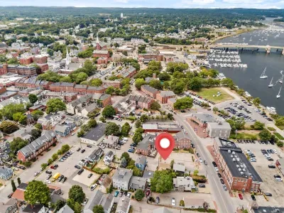 Aerial view of "The Garden". Steps to Newburyport's water front, short walk to State Street and the Rail Trail. 3 miles to Plum Island.