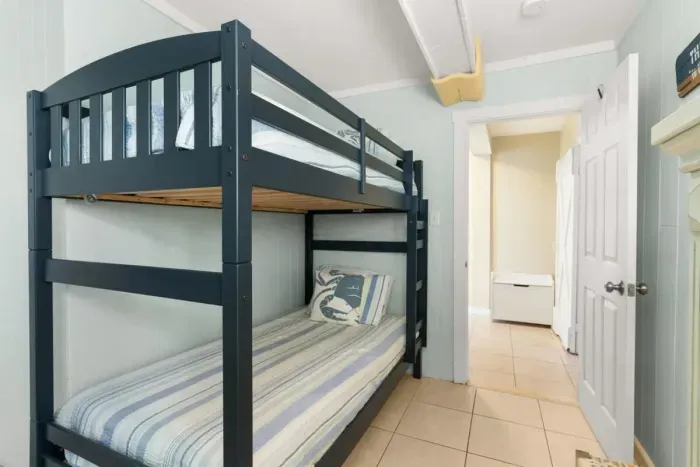 Third bedroom with new bunk bed containing two single beds.
