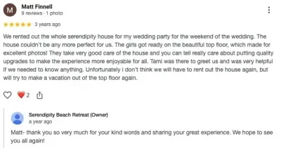 Additional reviews from previous guests!
