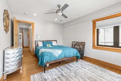 Queen bed with clean provided linens