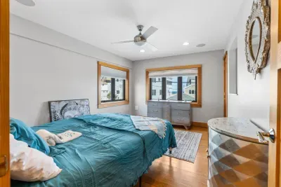 Queen bed with clean provided linens