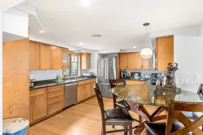 Fully equipped and updated kitchen with all the essentials including a dishwasher. Stunning italian countertops throughout the kitchen. Perfect for prepping those big meals!
