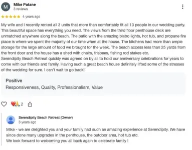 Additional reviews from previous guests!