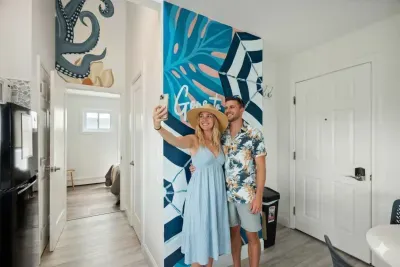 Beautiful beach themed murals throughout done by a local artist!