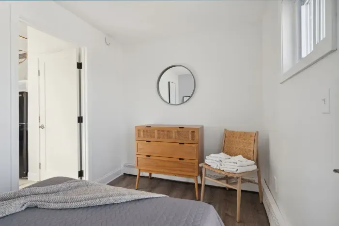 Bedroom #2 with full bed located off the kitchen