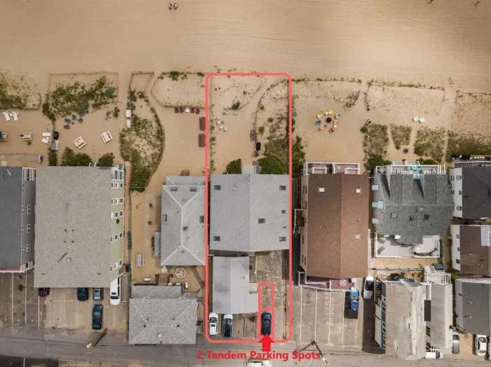 Aerial view of the lot, guests have 2 off-street tandem parking spots