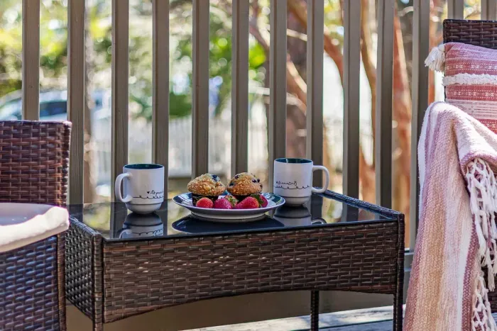 Morning coffee & sunshine on your private balcony