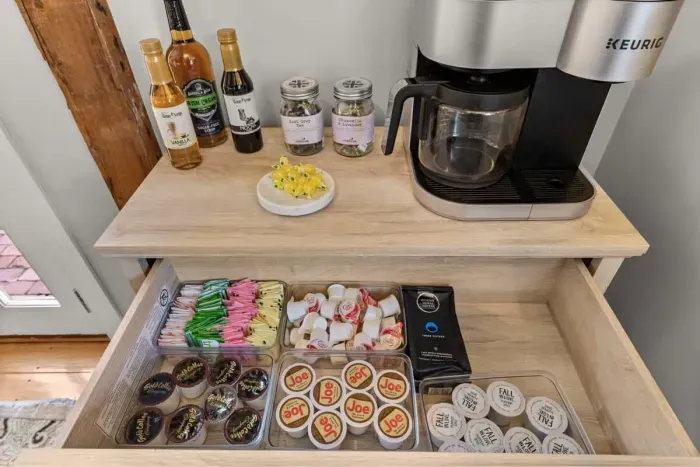 Coffee & tea station.