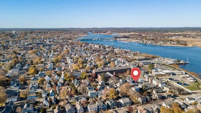 Aerial view, steps to the waterfront, State Street, The Rail Trail and all of Newburyport's top attractions. About 3 miles to Plum Island.