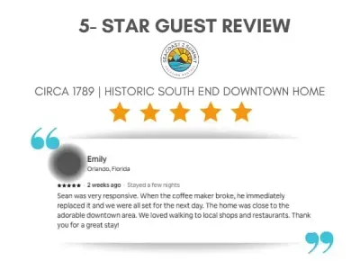 5 Star Review from a recent guest