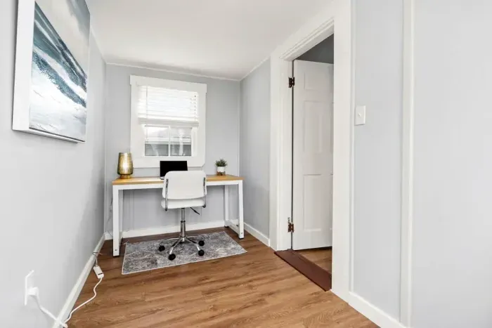 Top unit: Dedicated office/"work-from-home" space in back of home.