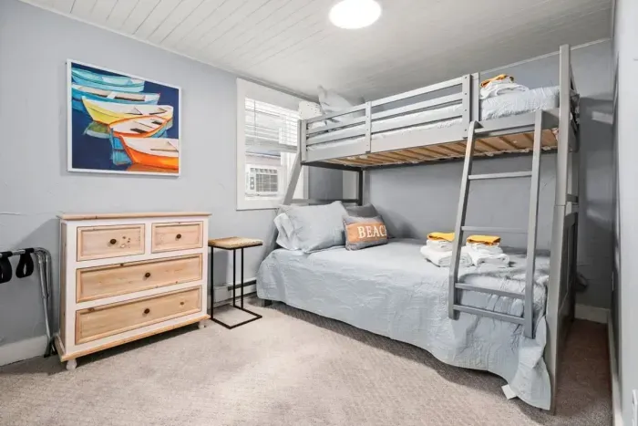 Bottom Unit: Bedroom #2 with twin-over full bunk bed.