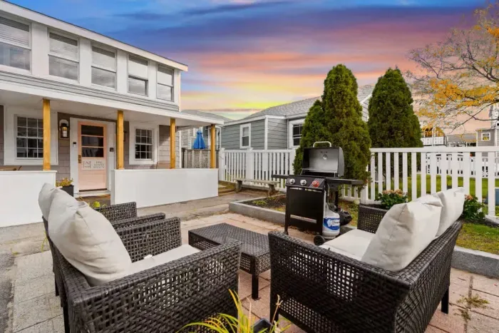 Outside sitting & grilling area (set up for the spring, summer and fall seasons only)