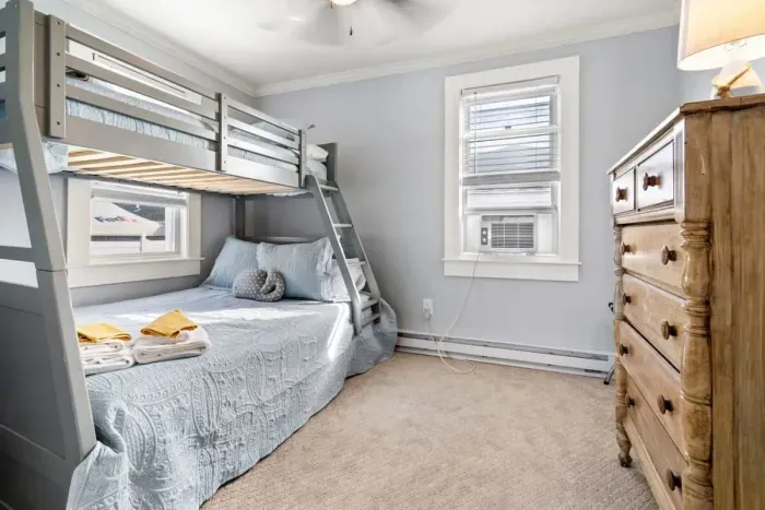 Top unit: Bedroom #4 with twin-over full bunk bed.