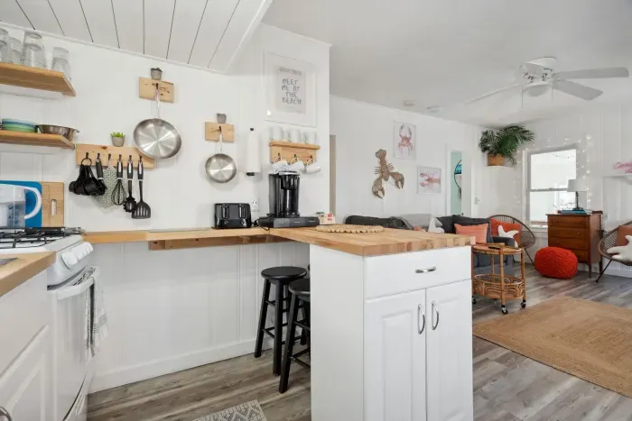 Remodeled kitchen with butcher block counters