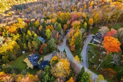The Tower House is tucked away in the center of the photo. It's situated perfectly at the end of a quiet road.
