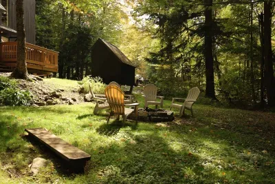 Cozy firepit in the backyard.
