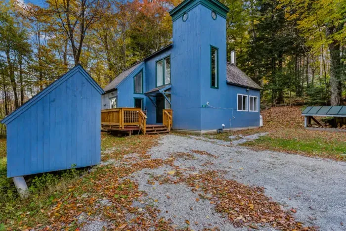 A driveway view of The Tower House!