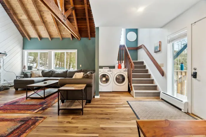 The living room and entryway