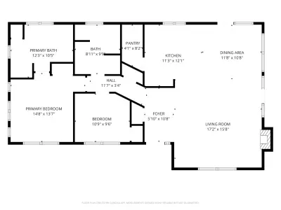 Floor plan of the single level living area of the home