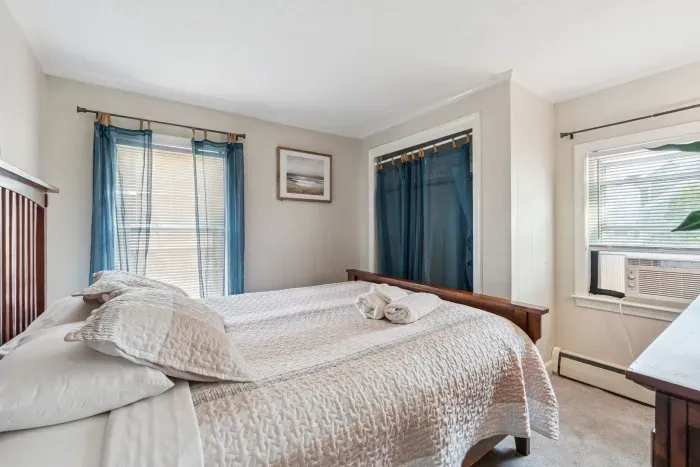 Primary bedroom on the second level with a Queen bed. Clean linens provided