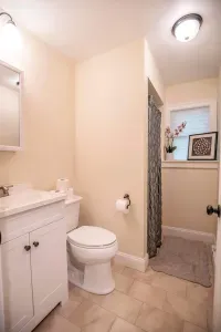 Bathroom #2 with a standup shower. Clean towels provided