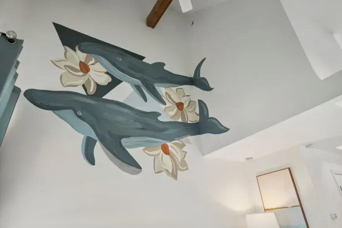 Beautiful beach themed mural done by a local artist!