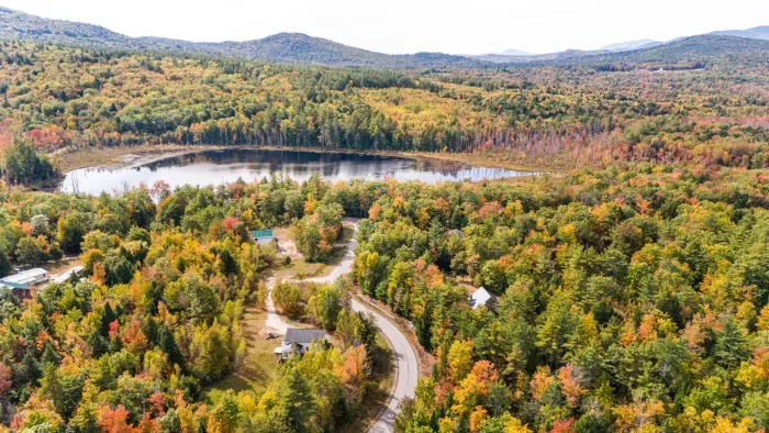 The neighborhood, Dollof Pond is just down the road from Mitten Pines Cabin - a great place to walk and check out the views from the road!