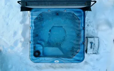 Overheard view of this fabulous hot tub located in the secluded back yard!