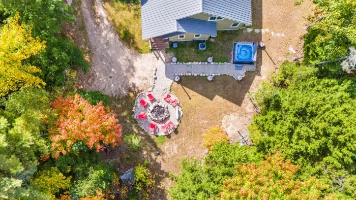 Aerial view of the back yard - check out that hot tub :)
