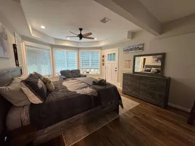The 4th bedroom has been moved to the larger room in the finished basement! Smart TV and clean linens provided