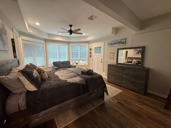 The 4th bedroom has been moved to the larger room in the finished basement! Smart TV and clean linens provided