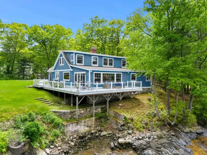 Absolutely stunning view of the Creekhouse from the water. Please note that the lawn has an uneven, elevated edge where it meets the creek. We ask that all guests, especially those with children, remain cautious near the waterfront