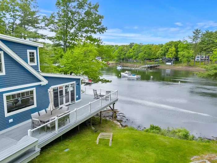 View of Sagamore Creek. Please note that the lawn has an uneven, elevated edge where it meets the creek. We ask that all guests, especially those with children, remain cautious near the waterfront