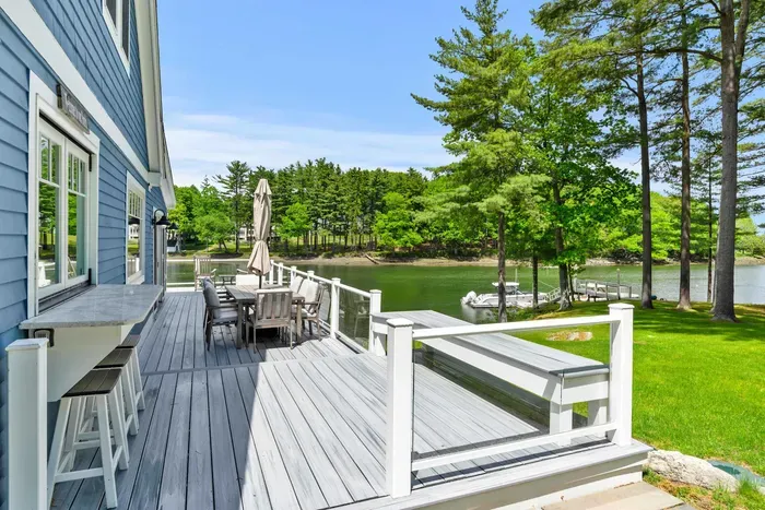 Deck with bar seating for three, a six-person outdoor dining table with umbrella, and a gas grill for guest use.

Note: Dock and boats are not to be used by guests.