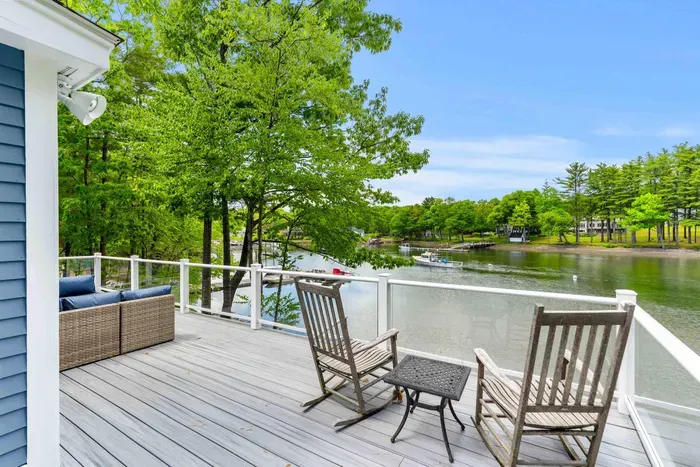 Beautiful view of the creek from the deck. Outdoor rocking chairs available for use.