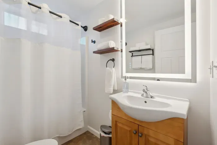 Full bathroom located on the lower level. This bathroom has a shower/tub combo