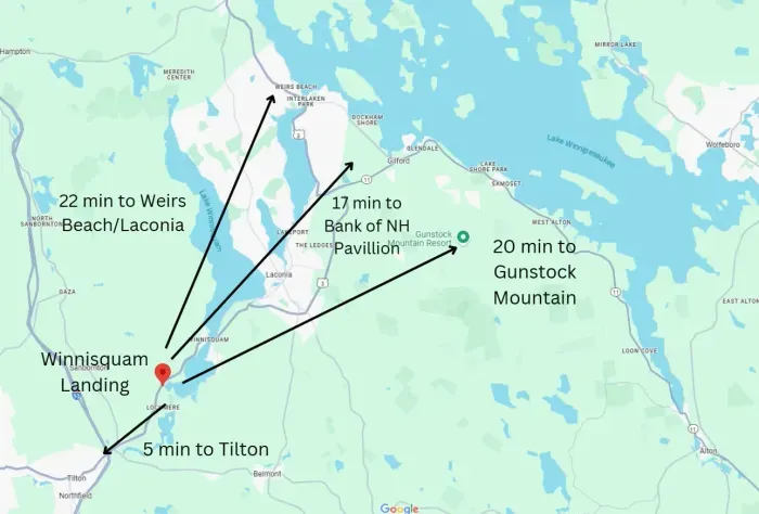 Located near top attractions like all major Lake Winnisquam attractions, the Bank of NH Pavilion, Gunstock Mountain Resort, and Weirs Beach