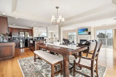 8-person dining table and open concept floor plan!