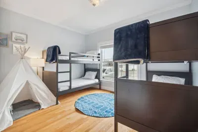 Bedroom #1 with 2 twin-over-twin bunk beds