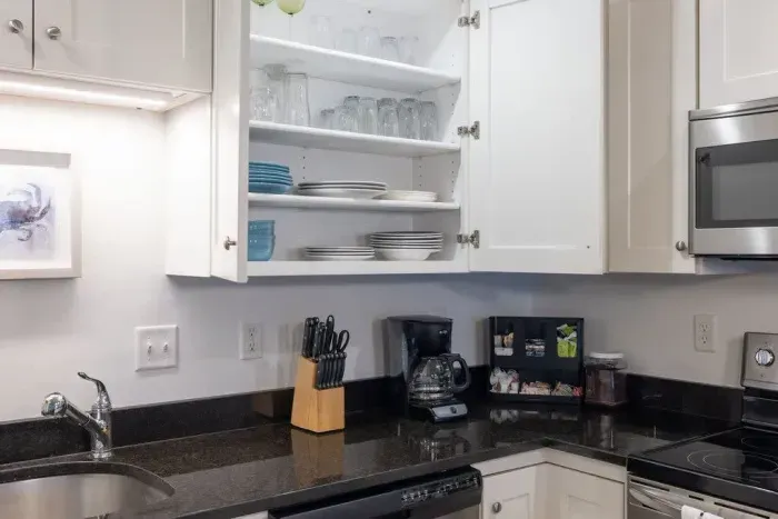 Complimentary coffee, tea, creamers and sugar to start your morning off on the right step.