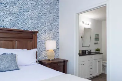 King-size bed with Fire TV in the master suite.