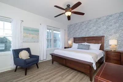 King-size bed with Fire TV in the master suite.