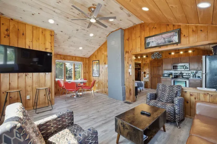 The living area with views of the basin and plenty of seating